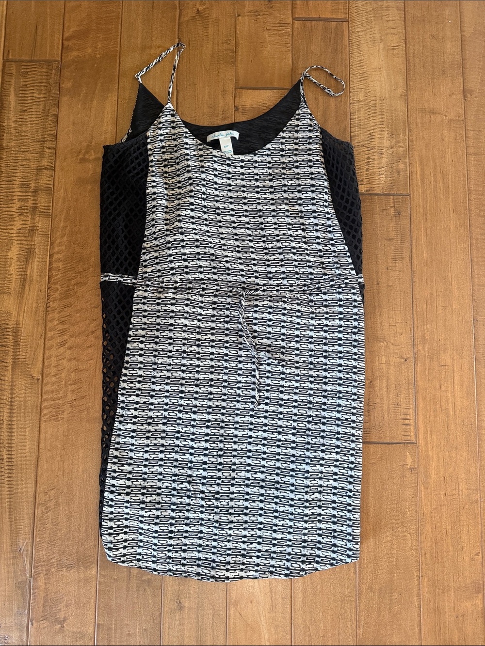 Vintage Black & White Patterned Spaghetti Strap Dress